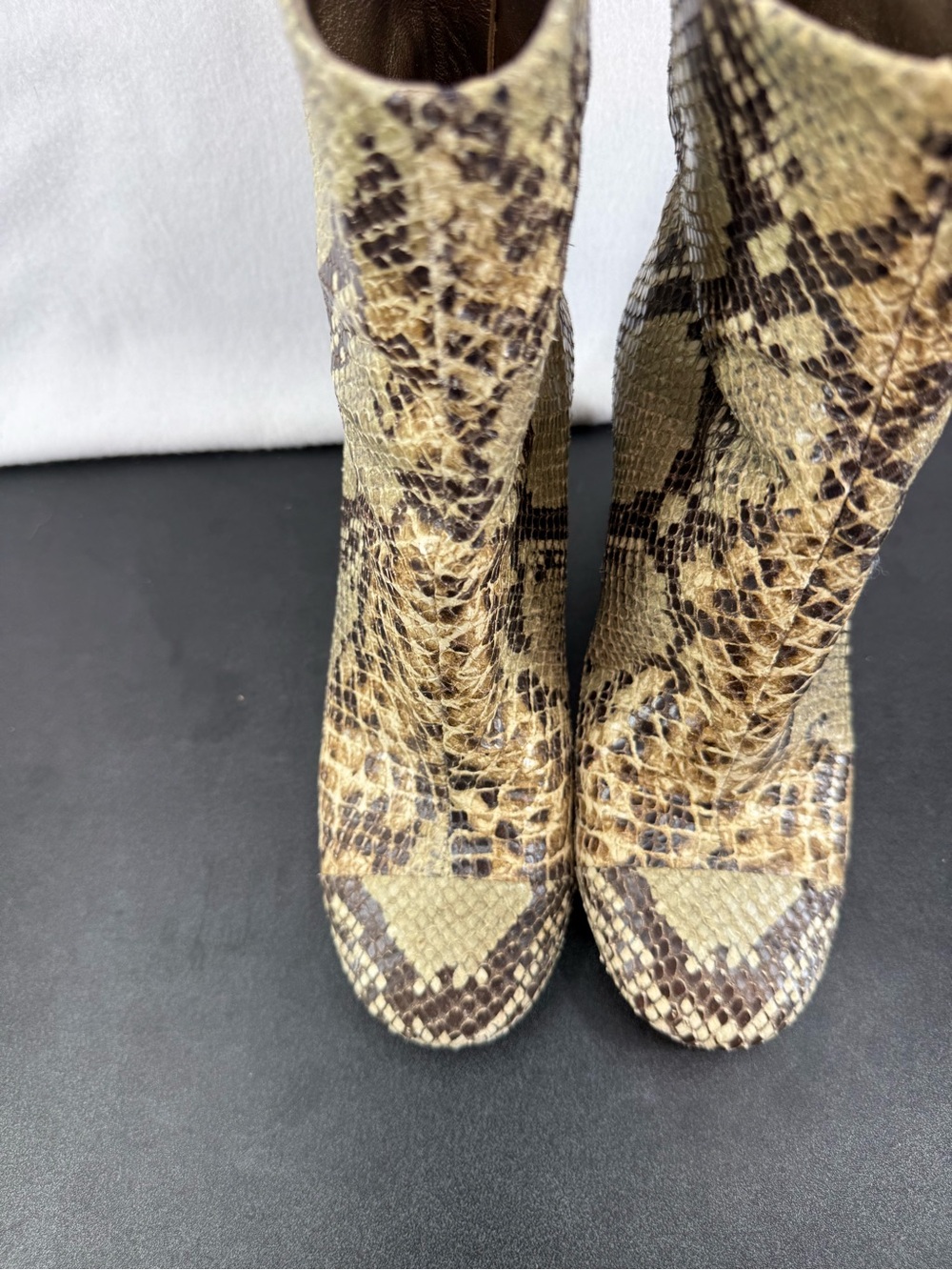 Isabel Marant Snake Print Ankle Boots in Beige and Brown - Picture 3 of 10